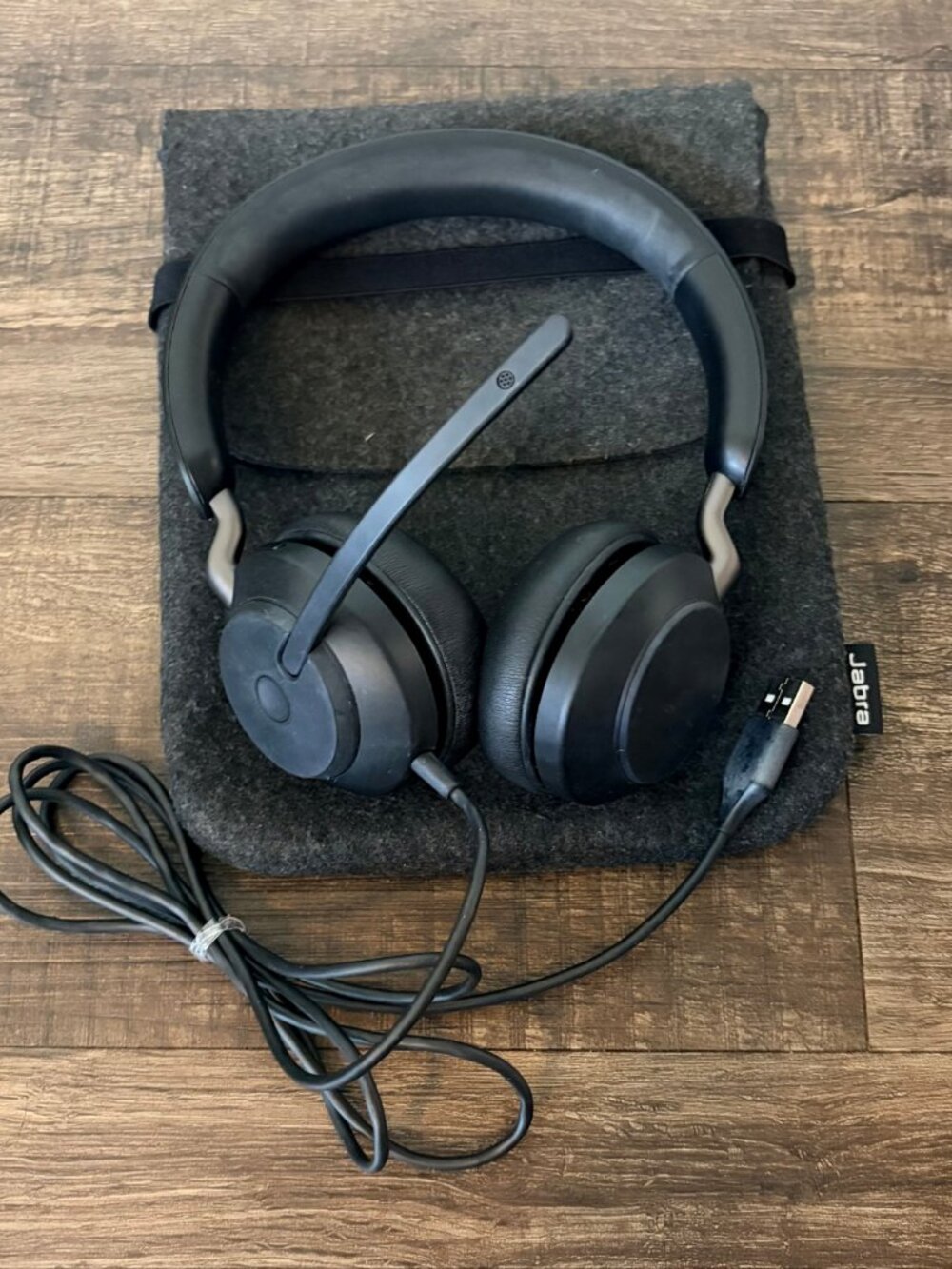 Jabra USB Wired Headset with Mic Black Office Headphones with Pouch